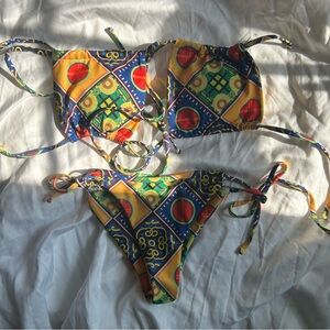 Geometric Mixed Patterned Swim Top